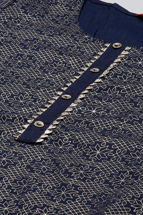 Indigo Art Silk Kurta image number 1